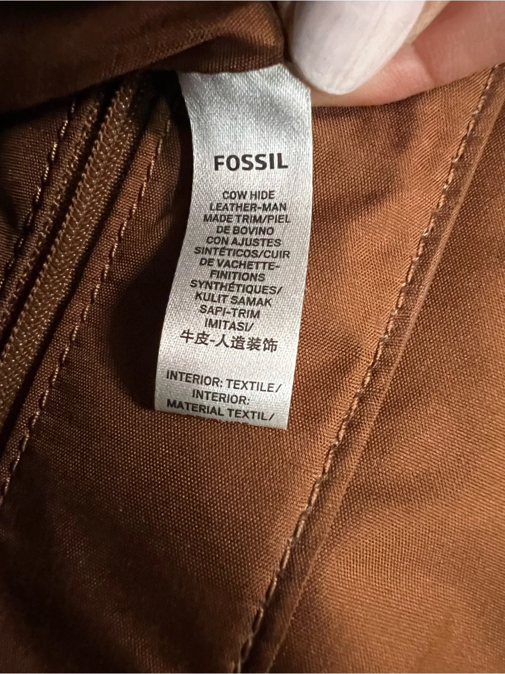 🤎 Fossil SHB2846 Cognac Leather Chain Shoulder Crossbody Bag Brass Key